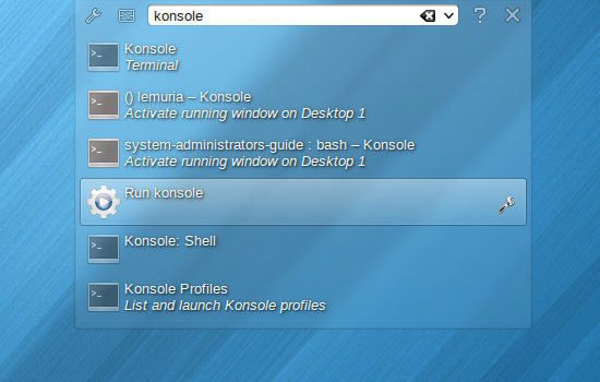 Caja de diálogo de entrada de comando en KDE