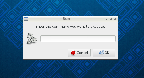 Caja de diálogo de entrada de comando en LXDE.