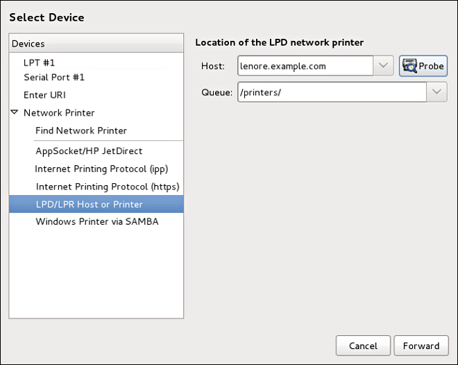LPD/LPR 프린터 추가하기
