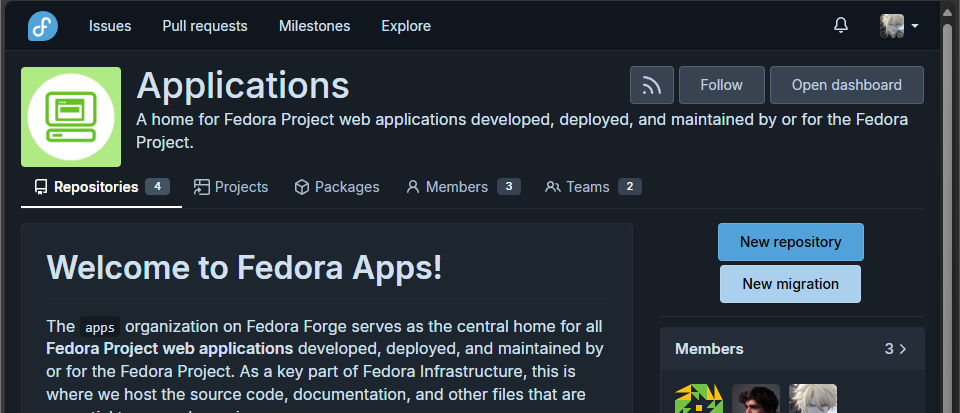 pagure migration new migration button