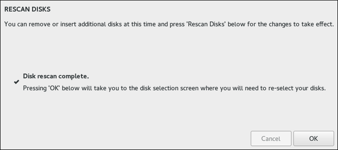 The Rescan Disks dialog