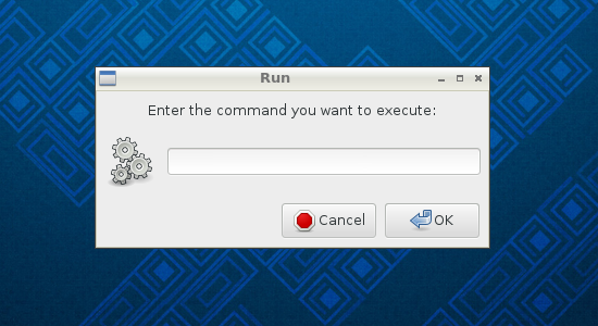 Caixa de diálogo de entrada de comando LXDE.
