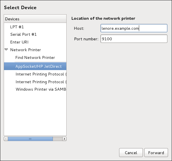 Adding a JetDirect Printer